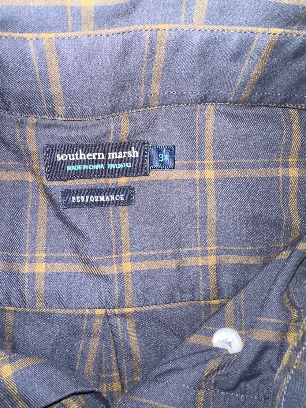 Southern Marsh Men's Dark Grey and Brown Plaid Button-Up Shirt Soft Size 3X